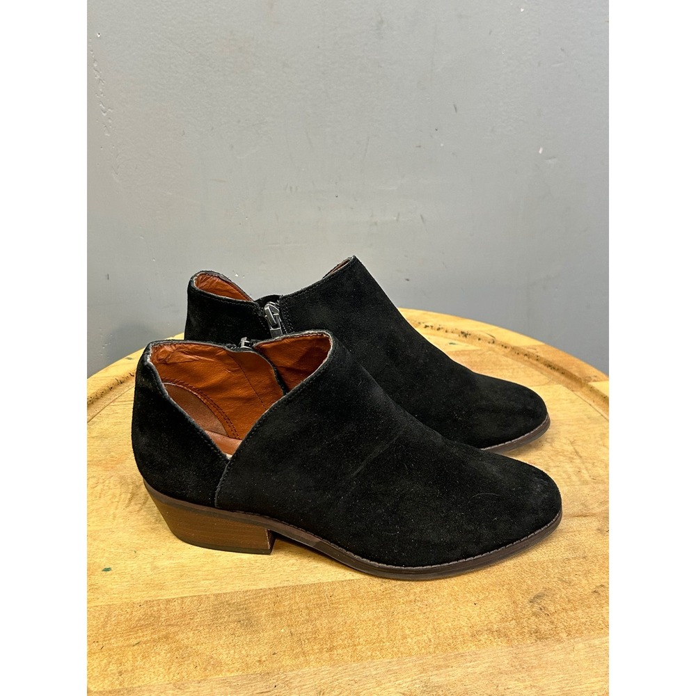 Lucky Brand Booties Women 7 Black Fenley Suede Side Slit Ankle Boots LP-FENLEY